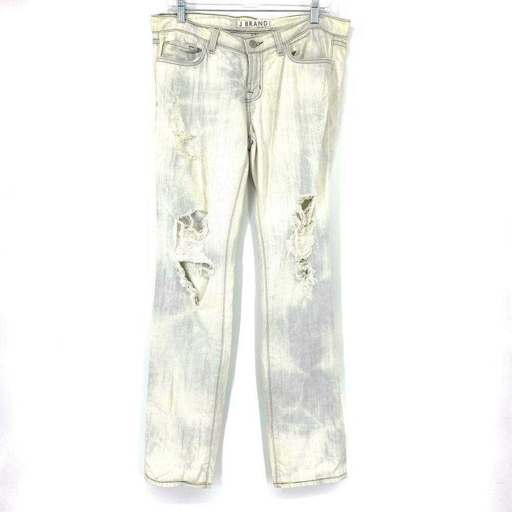 J Brand Women's Sz 29 Distressed Zombie Tie Dye Jean Low Rise Gray White